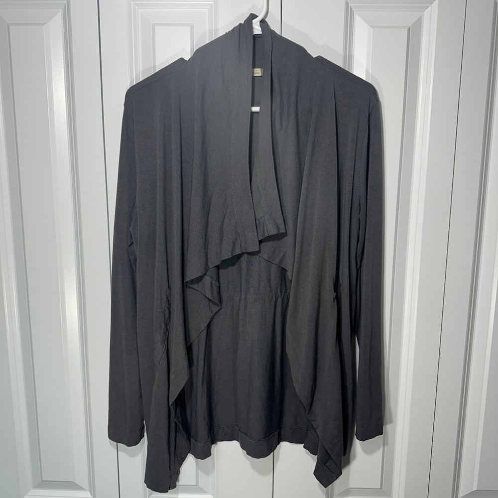 Chalet et ceci Cardigan Womens Small Charcoal Grey Bamboo Draped Lagenlook Shrug